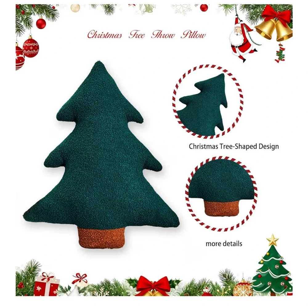 Green Christmas Tree Pillow 17.7”